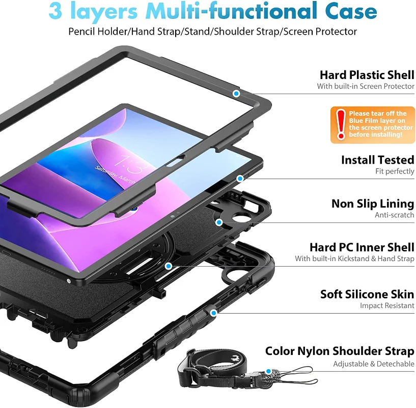 غطاء حماية مع حامل وحزام كتف م - مراجعة Lenovo Tablet Plus Accessories وسعره