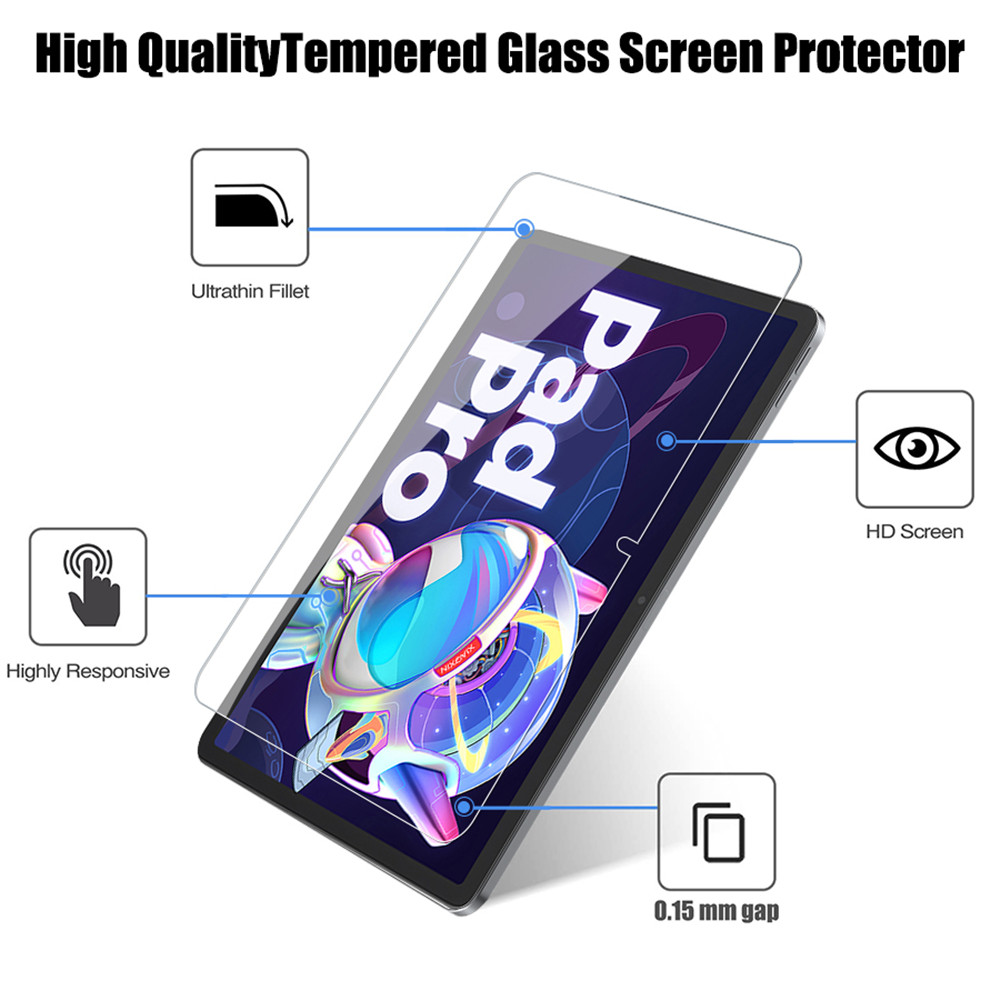2 قطعة الزجاج المقسى حامي الشا - مراجعة Lenovo Tablet Plus Accessories وسعره